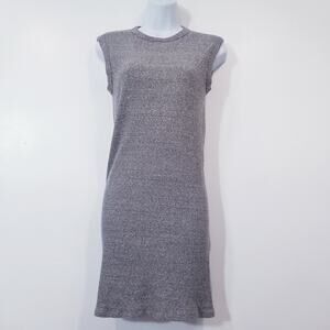 Enzo Costa Ribbed Knit Mini Dress Sleeveless Crewneck